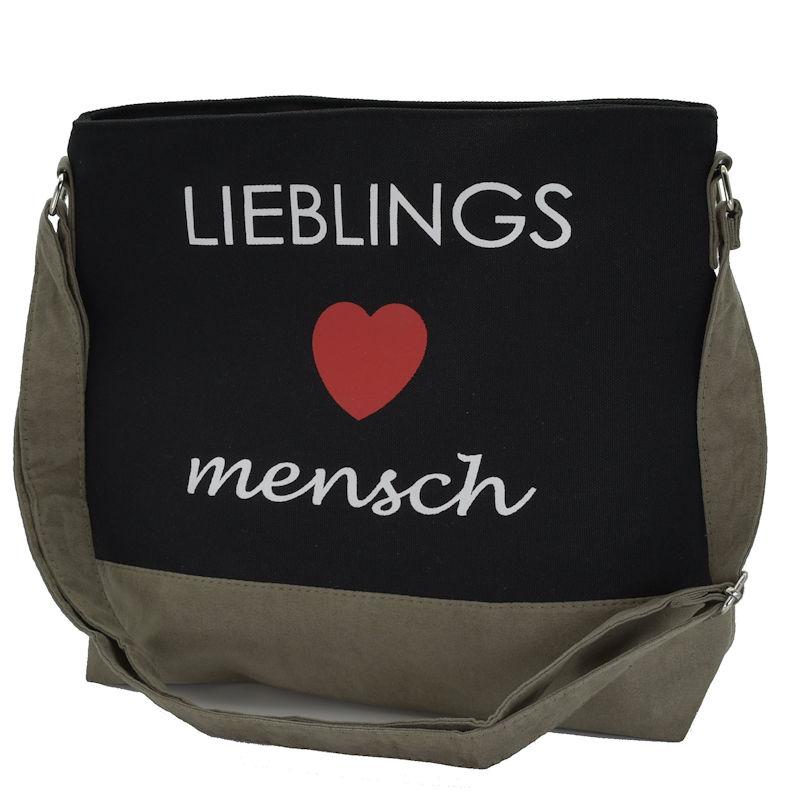 Umhängetasche Lieblingsmensch Schwarz